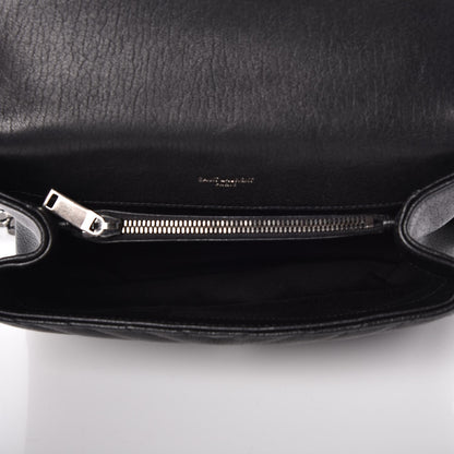 Saint Laurent Sheepskin Matelasse Chevron Monogram Medium College Bag Black 5 of 6