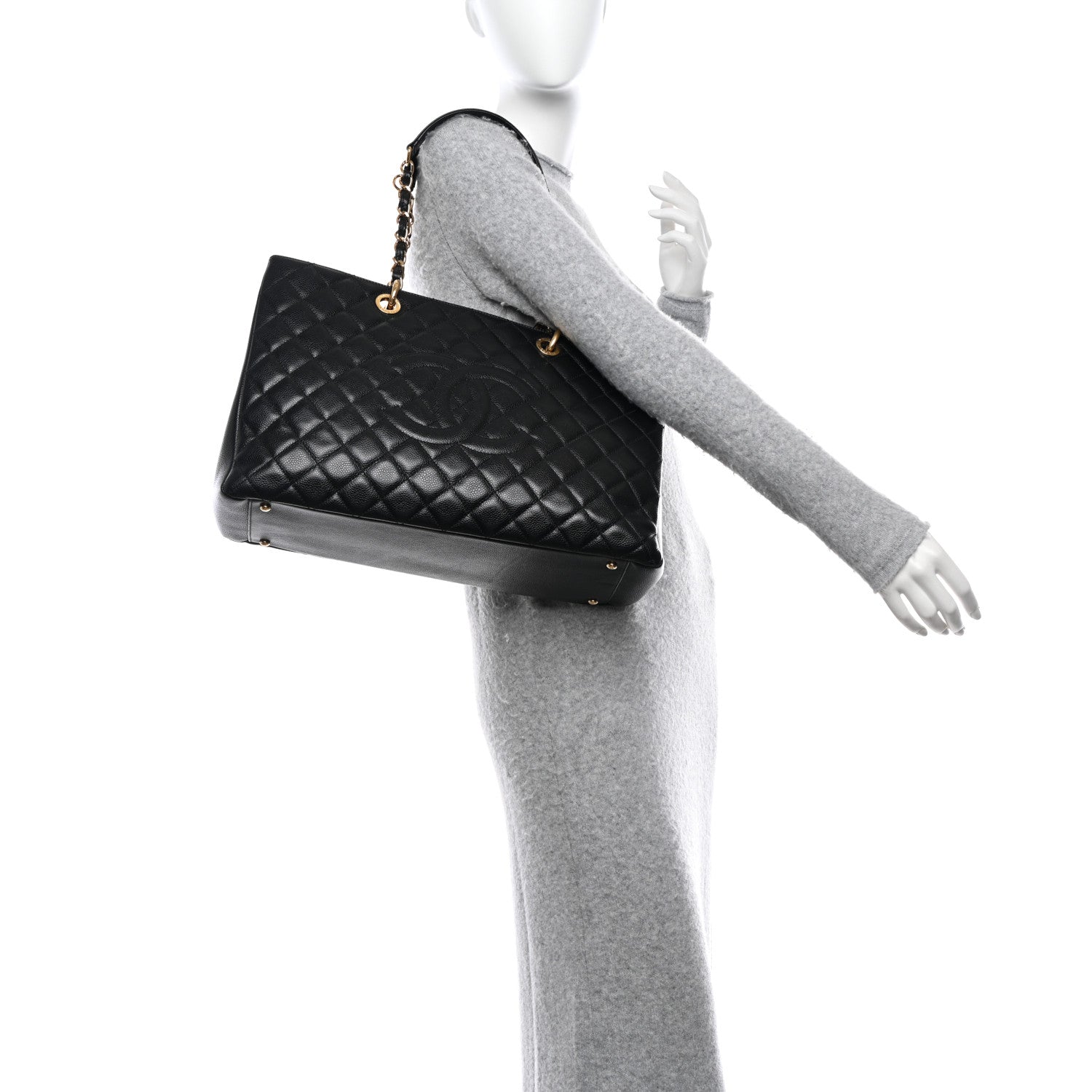 Chanel Caviar Quilted XL Grand Shopping Tote GST Black 2 of 11