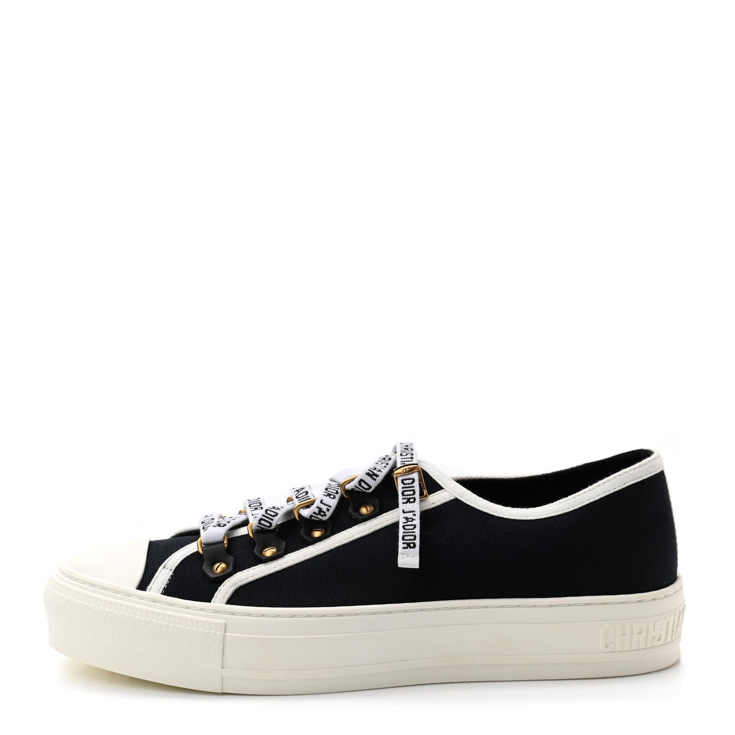 Canvas Oblique Walk'N'Dior Low Top Sneakers 38.5 Black