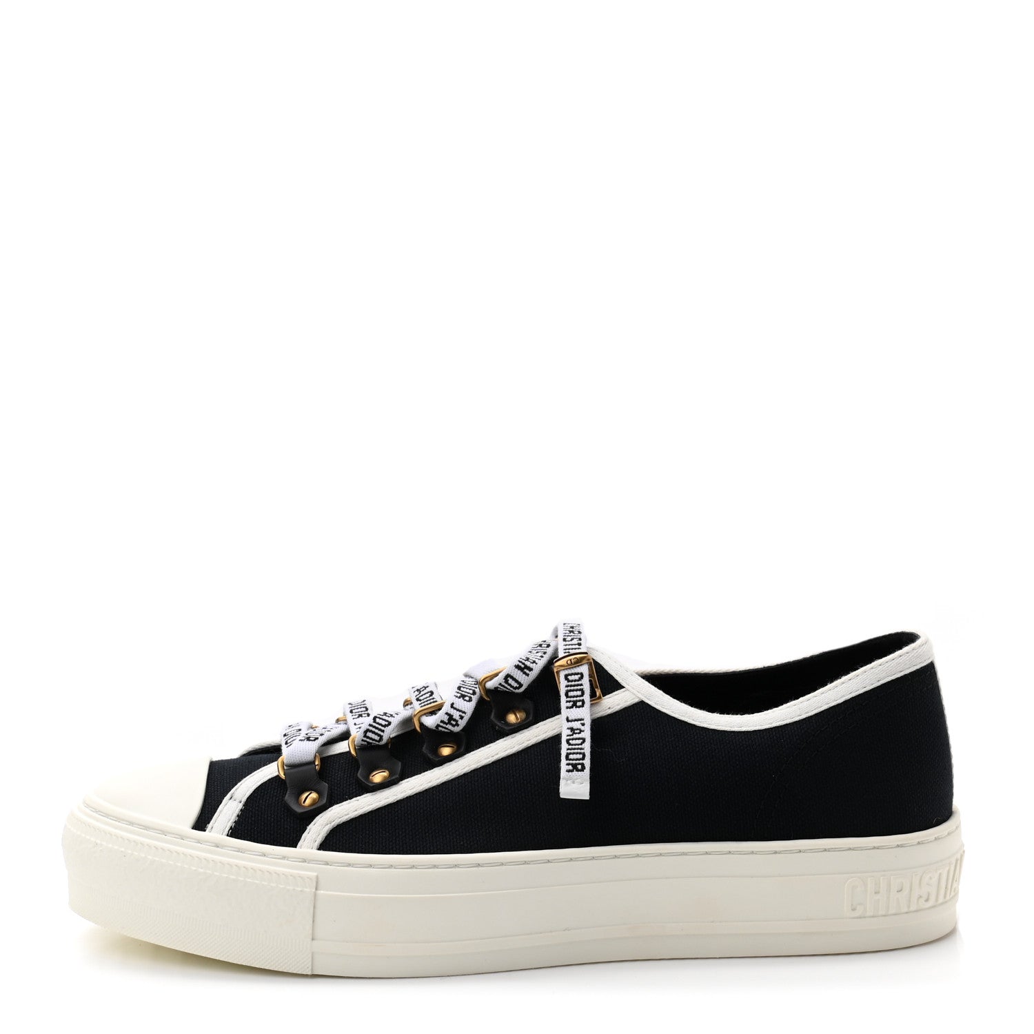 Christian Dior Canvas Oblique Walk'N'Dior Low Top Sneakers 38.5 Black 1 of 12