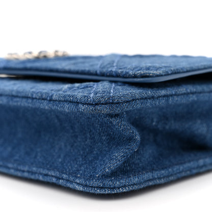 Chanel Denim Quilted Chanel 19 Wallet On Chain WOC Blue 11 of 12