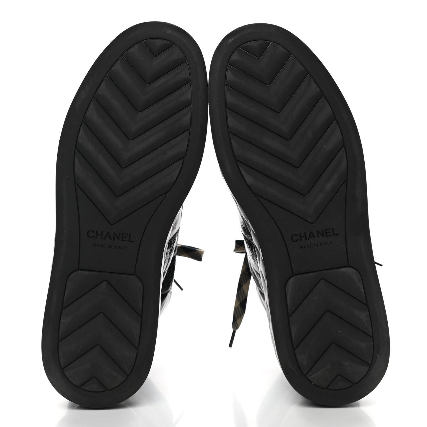 Patent Calfskin Quilted Womens High Top Sneakers 40.5 Black