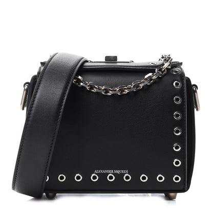 Alexander McQueen Fine Grain Goatskin Perforated Box Shoulder Bag 16 Black 1 of 11