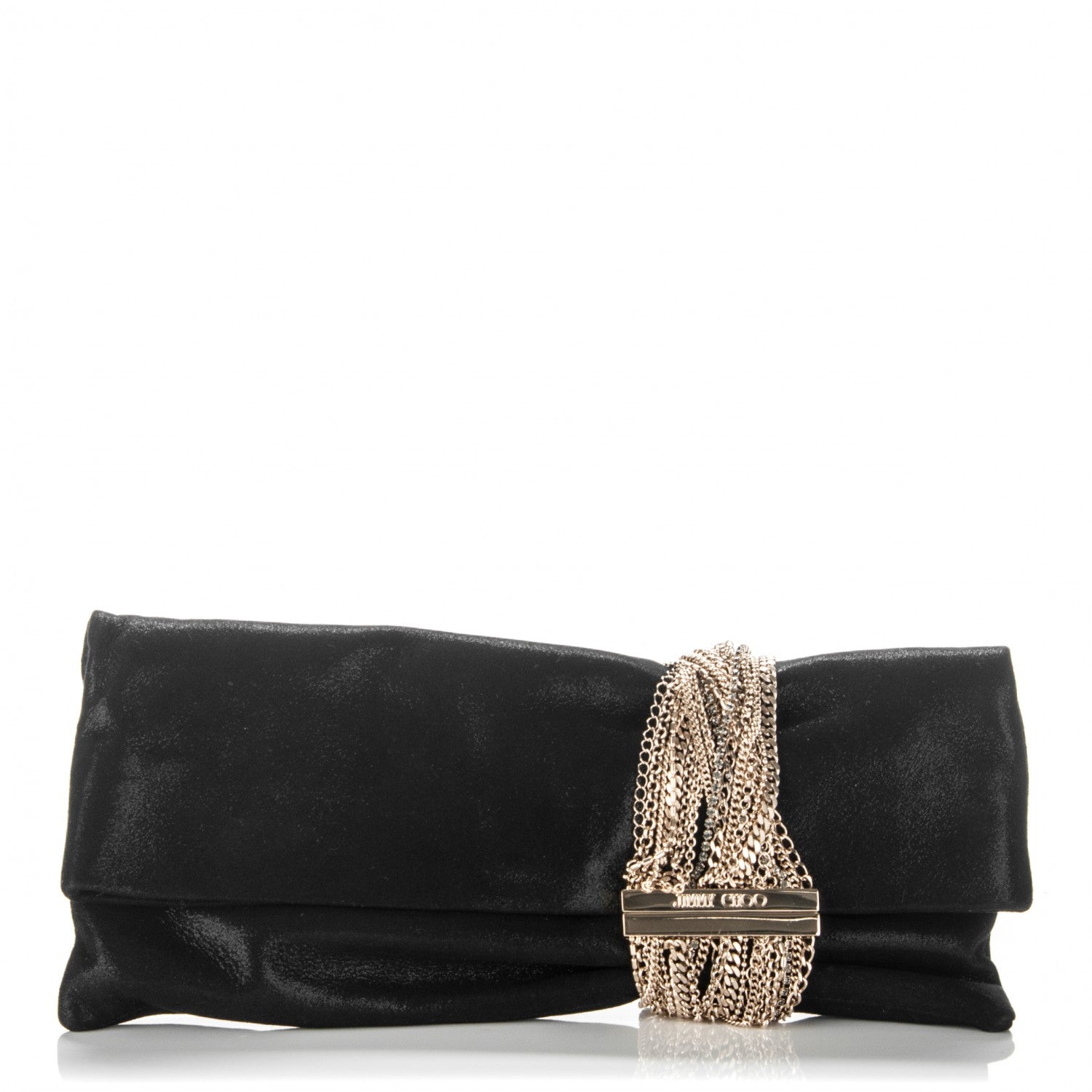 Jimmy Choo Shimmer Suede Chandra Clutch Black 1 of 7