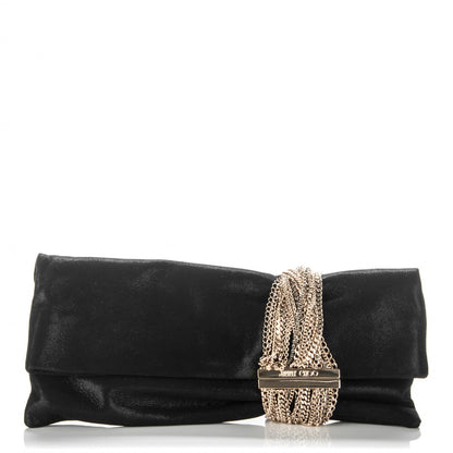 Jimmy Choo Shimmer Suede Chandra Clutch Black 1 of 7