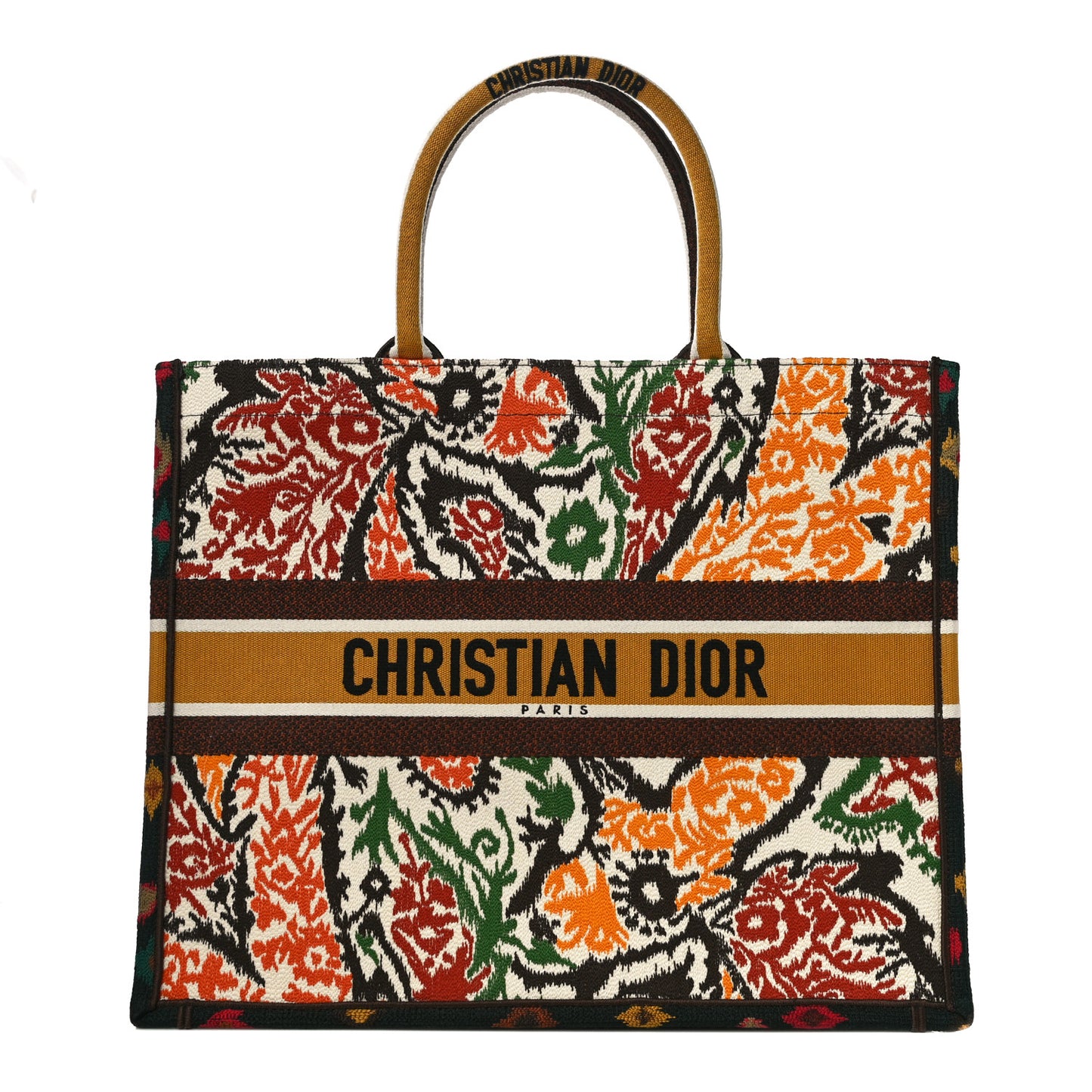 Canvas Embroidered Large Paisley Book Tote Multicolor