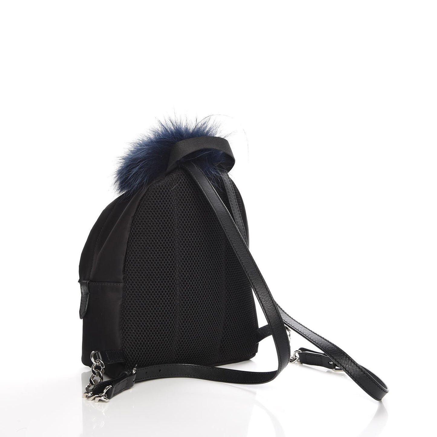 Nylon Vitello Fox Goat Fur Monster Eyes Mini Backpack Black Multicolor Sky