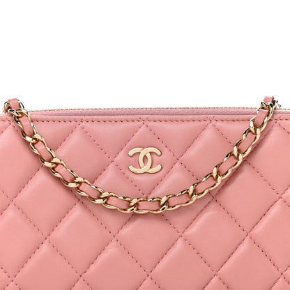 Chanel Lambskin Quilted Small Clutch With Chain Pink 10 of 13