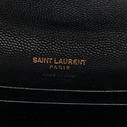 Saint Laurent Grain De Poudre Matelasse Chevron Small Monogram Envelope Wallet Black 6 of 7