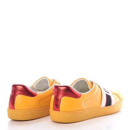 Gucci Calfskin Stripe Mens New Ace Sneakers 8.5 Crop Ecru Red Flame 4 of 8