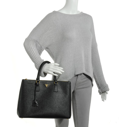 Prada Saffiano Lux Double Zip Medium Tote Nero Black 2 of 9