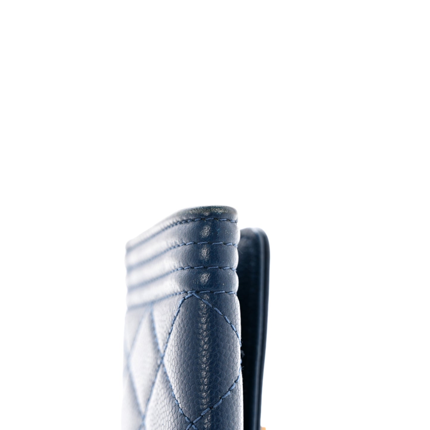 Caviar Quilted Boy Flap Card Holder Blue