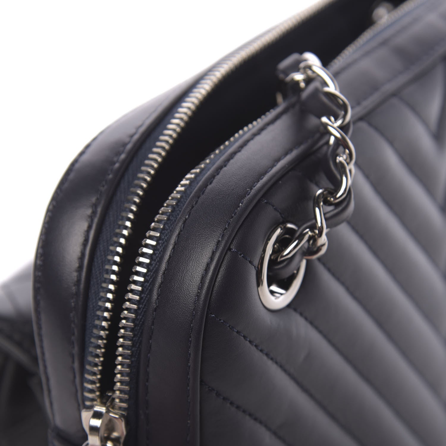 Chanel Calfskin Chevron Quilted Double Camera Bag With Flap Black 9 of 17