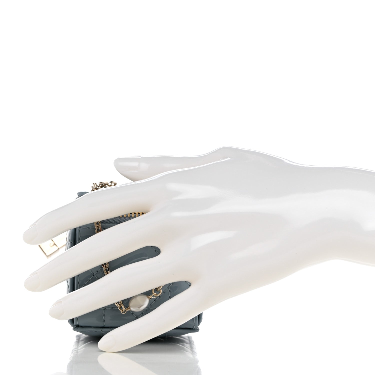 Christian Dior Patent Cannage Cube Wristlet Blue 2 of 10