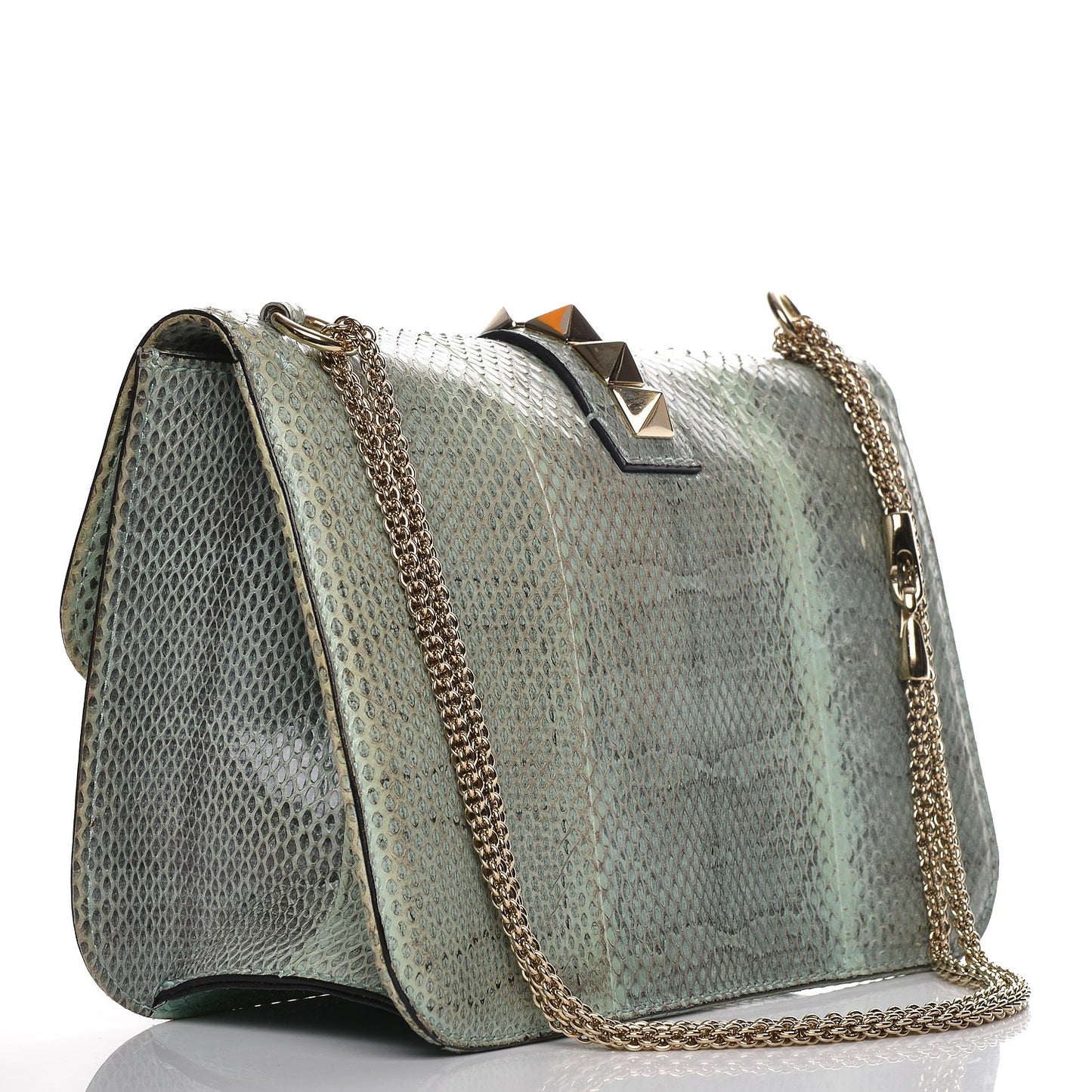 Python Large Glam Lock Rockstud Flap