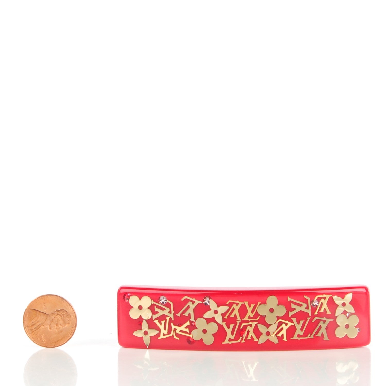 Louis Vuitton Resin Swarovski Crystal Inclusion Barrette GM Pomme d'Amour 2 of 5