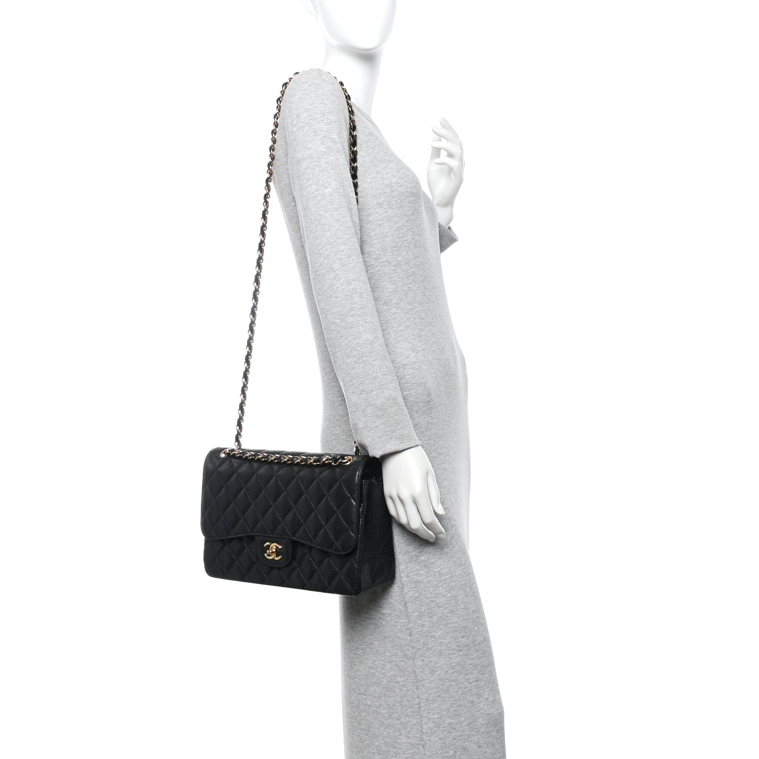 Chanel Caviar Quilted Jumbo Double Flap Black 2 of 13