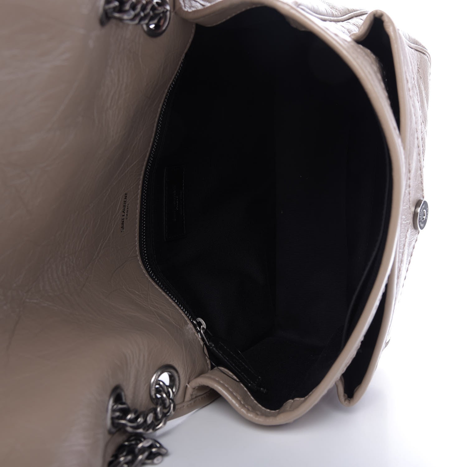 Saint Laurent Crinkled Calfskin Matelasse Monogram Medium Niki Chain Satchel Light Taupe 6 of 10