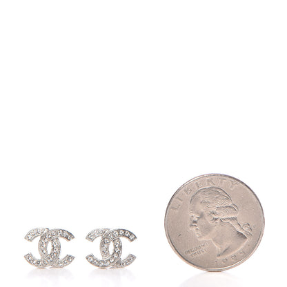 Chanel Crystal Timeless CC Earrings Silver 2 of 5