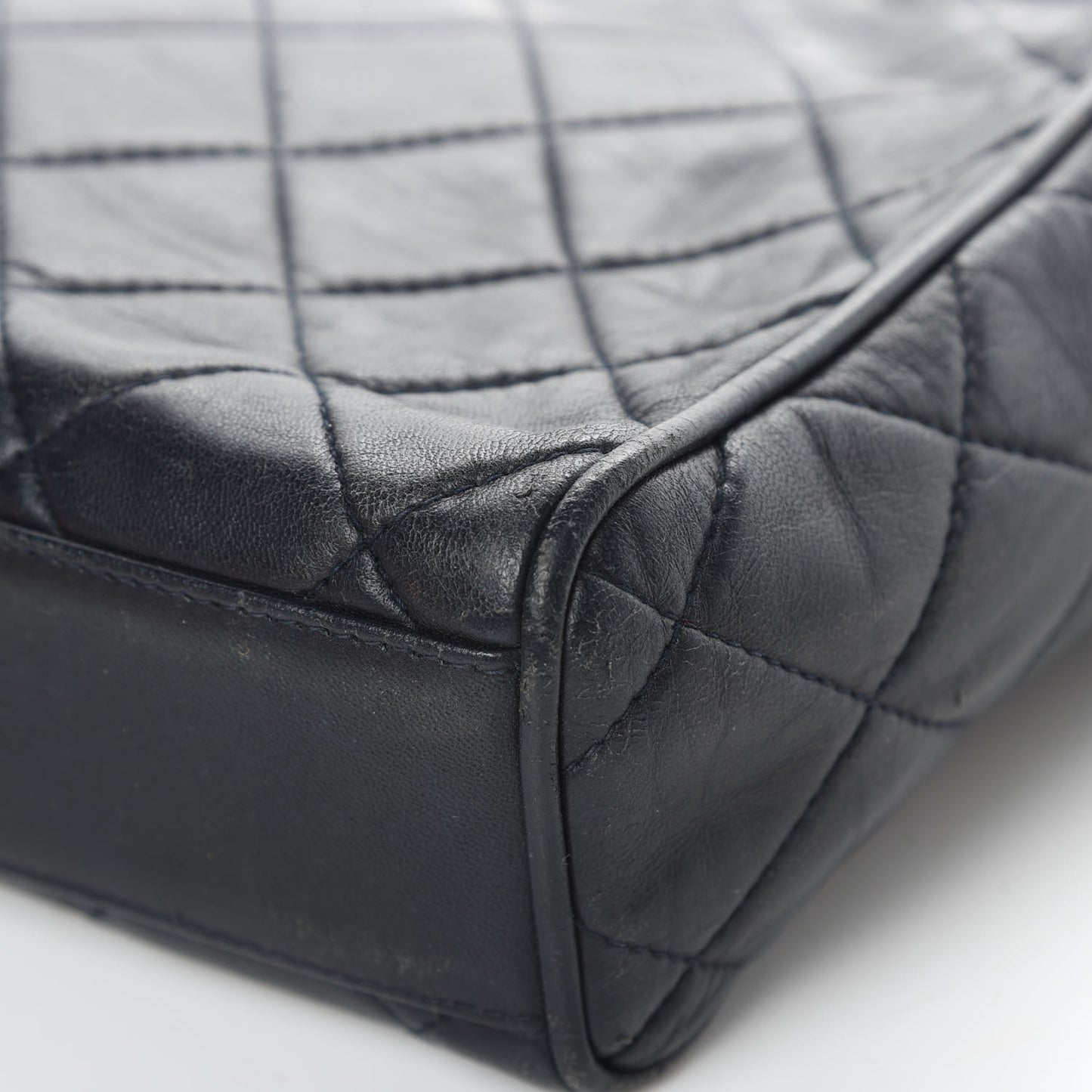 Lambskin Quilted CC Shoulder Bag Navy