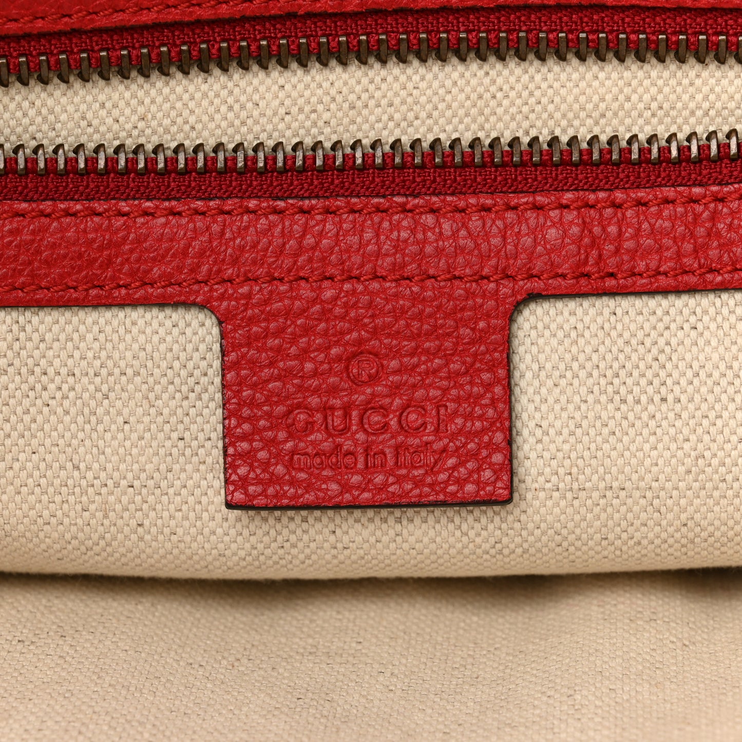 Grained Calfskin Logo Half Moon Hobo Red