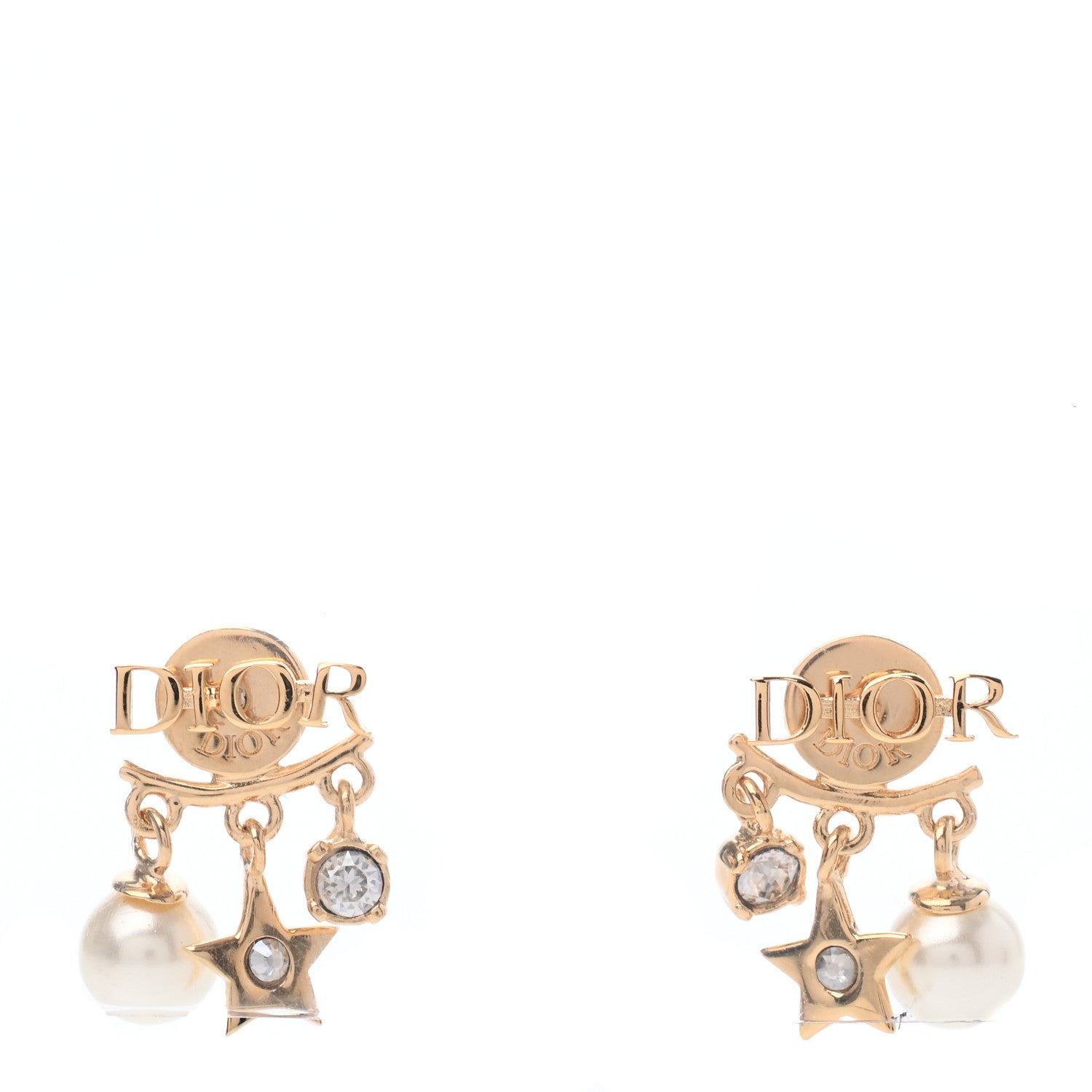 Christian Dior Pearl Crystal Dio(r)evolution Earrings Aged Gold 1 of 3