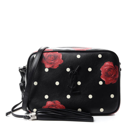 Saint Laurent Calfskin Rose Print Monogram Lou Camera Bag Black 1 of 10
