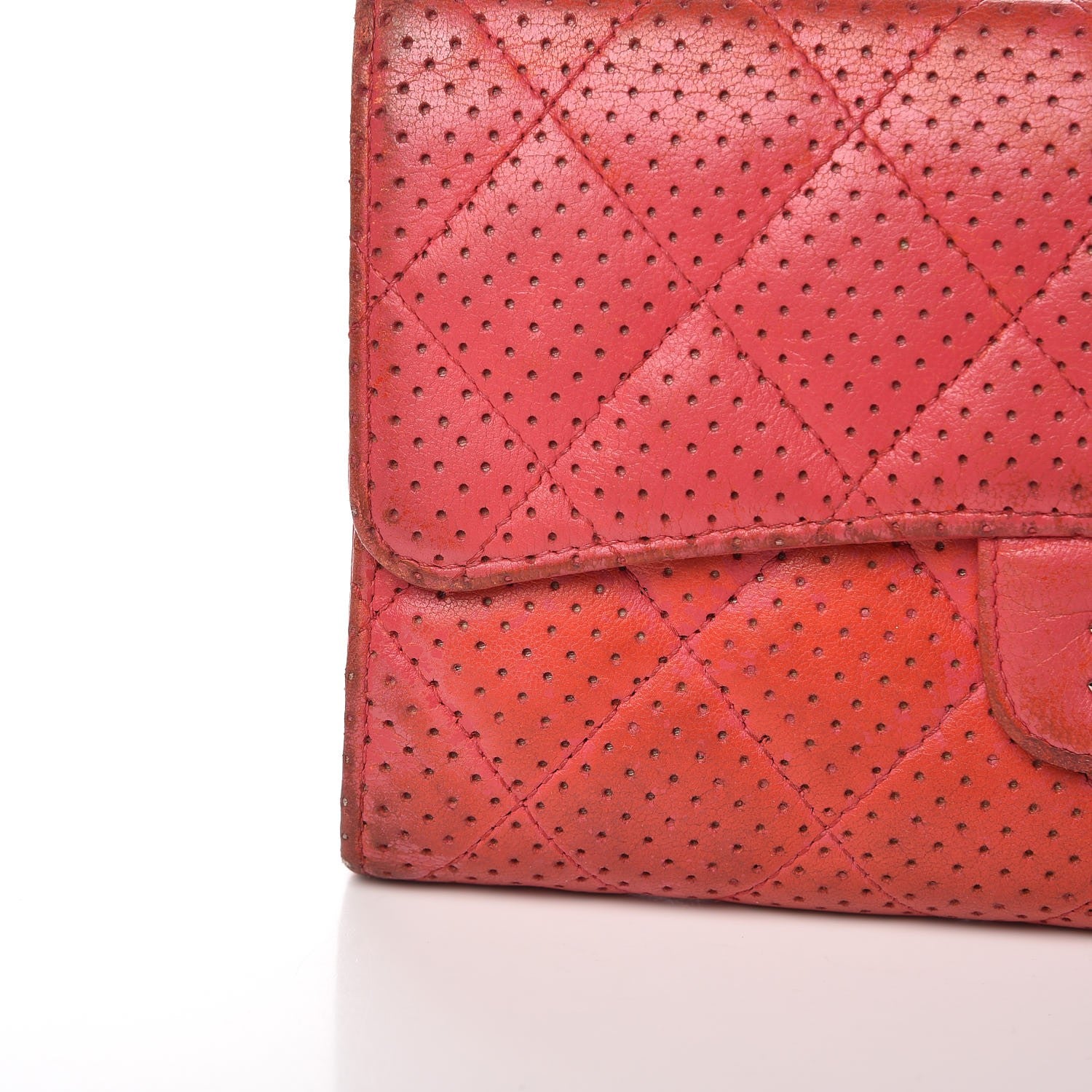 Chanel Perforated Lambskin Quilted Flap Wallet Red 9 of 20