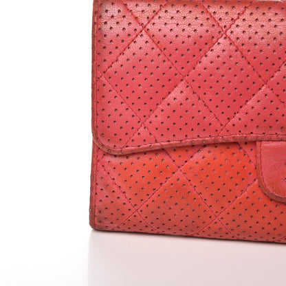 Chanel Perforated Lambskin Quilted Flap Wallet Red 9 of 20