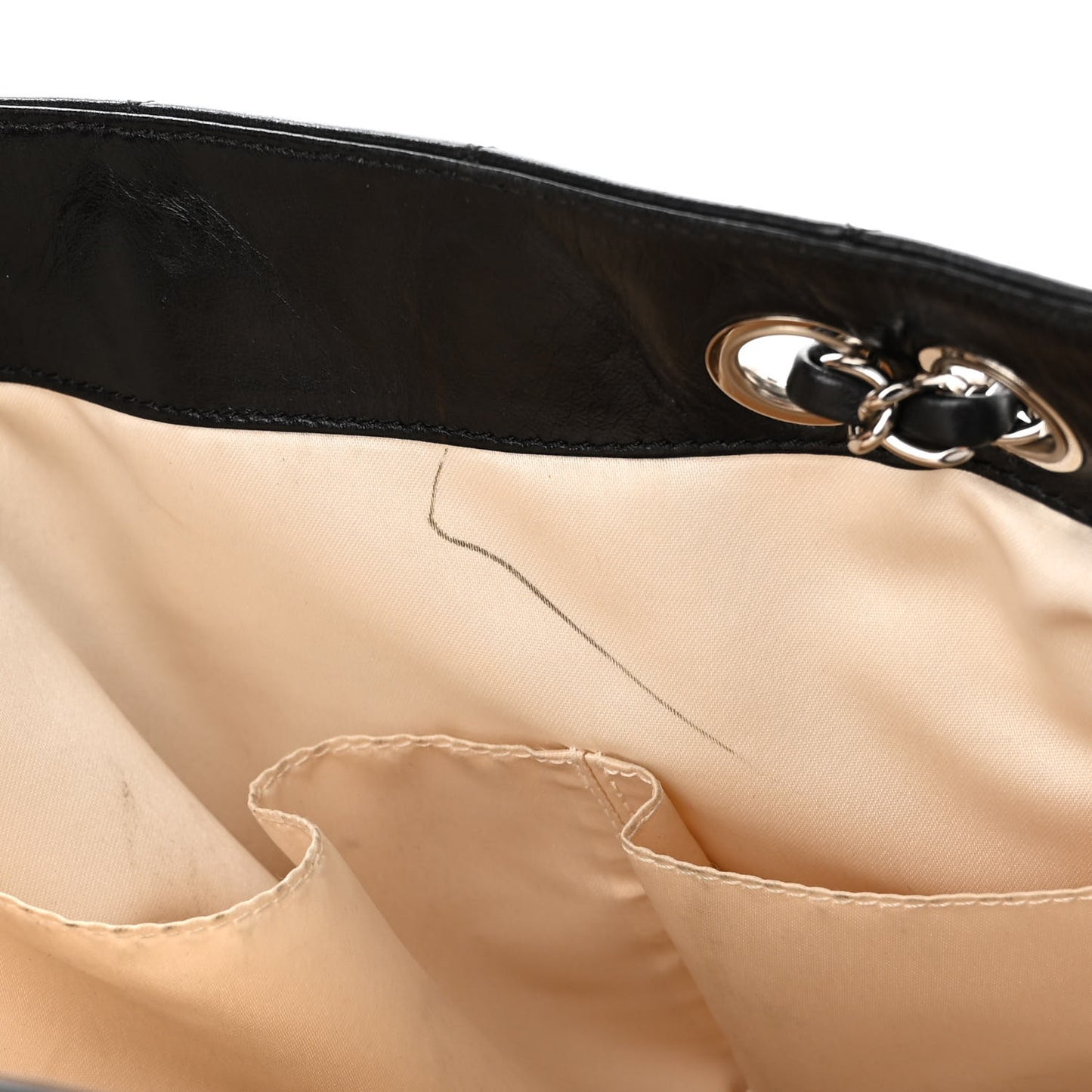 Glazed Lambskin Quilted Large North South Tote Black