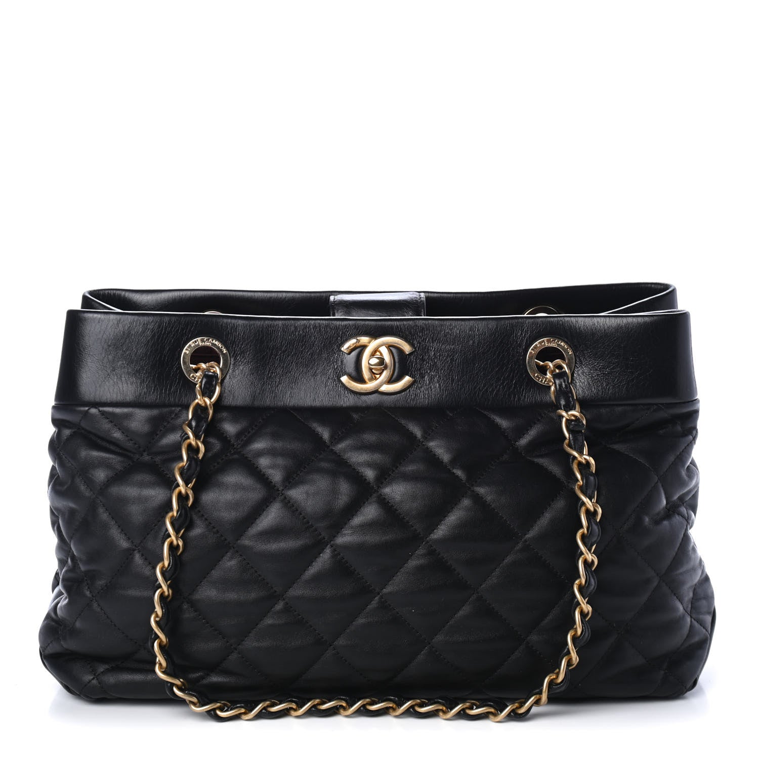 Chanel Calfskin Quilted Medium Soft Elegance Tote Black 1 of 4