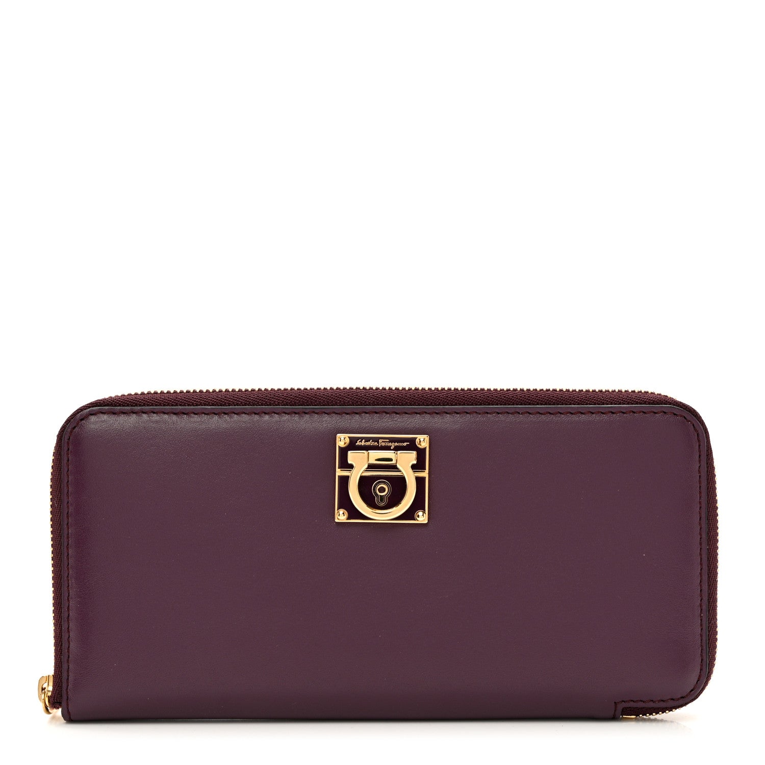 Salvatore Ferragamo Calfskin Sookie Zip Wallet Purple 1 of 6