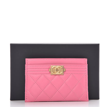 Chanel Lambskin Quilted Boy Card Holder Pink 8 of 8