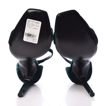 Saint Laurent Velvet Amber 105 Ankle Strap Sandals 40 Malachite 7 of 8