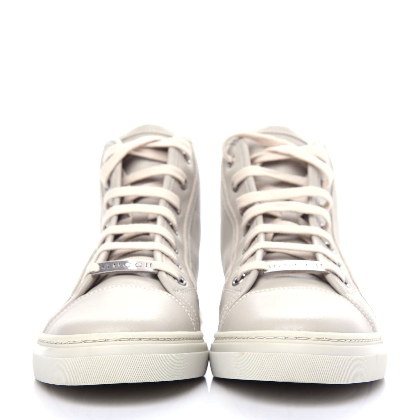 Calfskin Womens High Top Sneakers 37.5 Mystic White