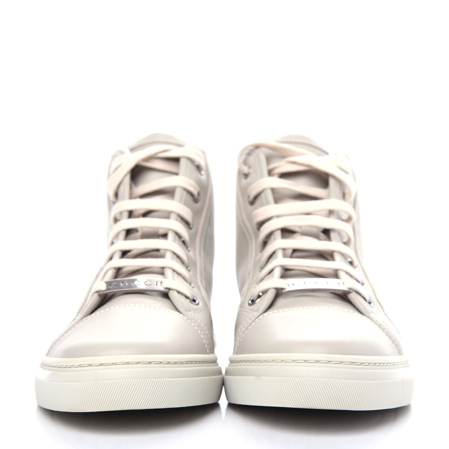Gucci Calfskin Womens High Top Sneakers 37.5 Mystic White 2 of 11