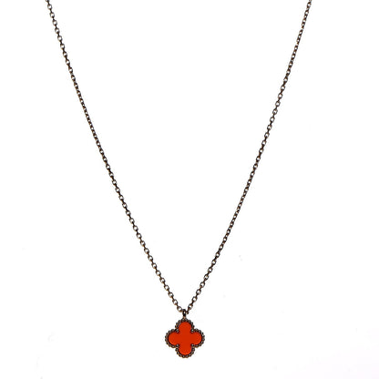 Van Cleef & Arpels 18K Rose Gold Carnelian Sweet Alhambra Pendant Necklace 1 of 6
