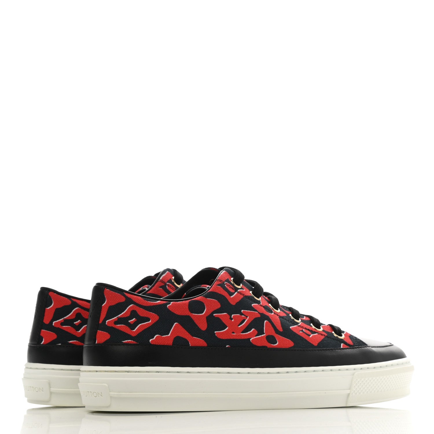 Louis Vuitton X UF Calfskin Tufted Monogram Stellar Sneakers 37 Black Red 4 of 8