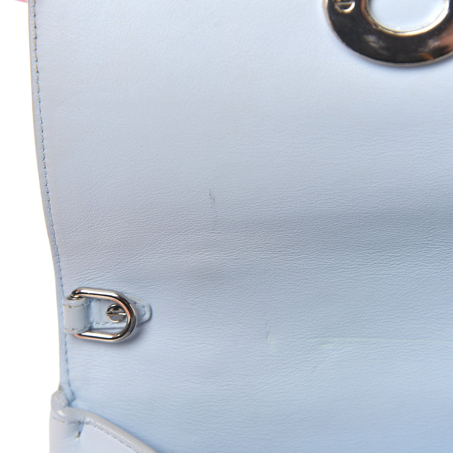 Patent Smooth Calfskin Mini Be Dior Flap Orange Light Blue