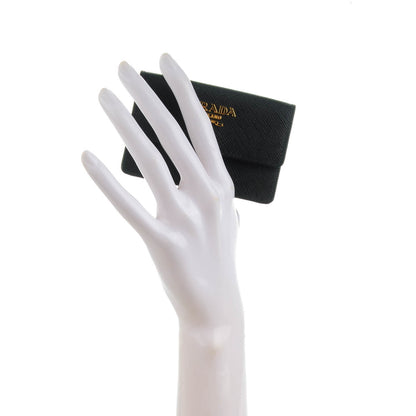 Prada Saffiano Metal Flap Card Holder Black 2 of 7