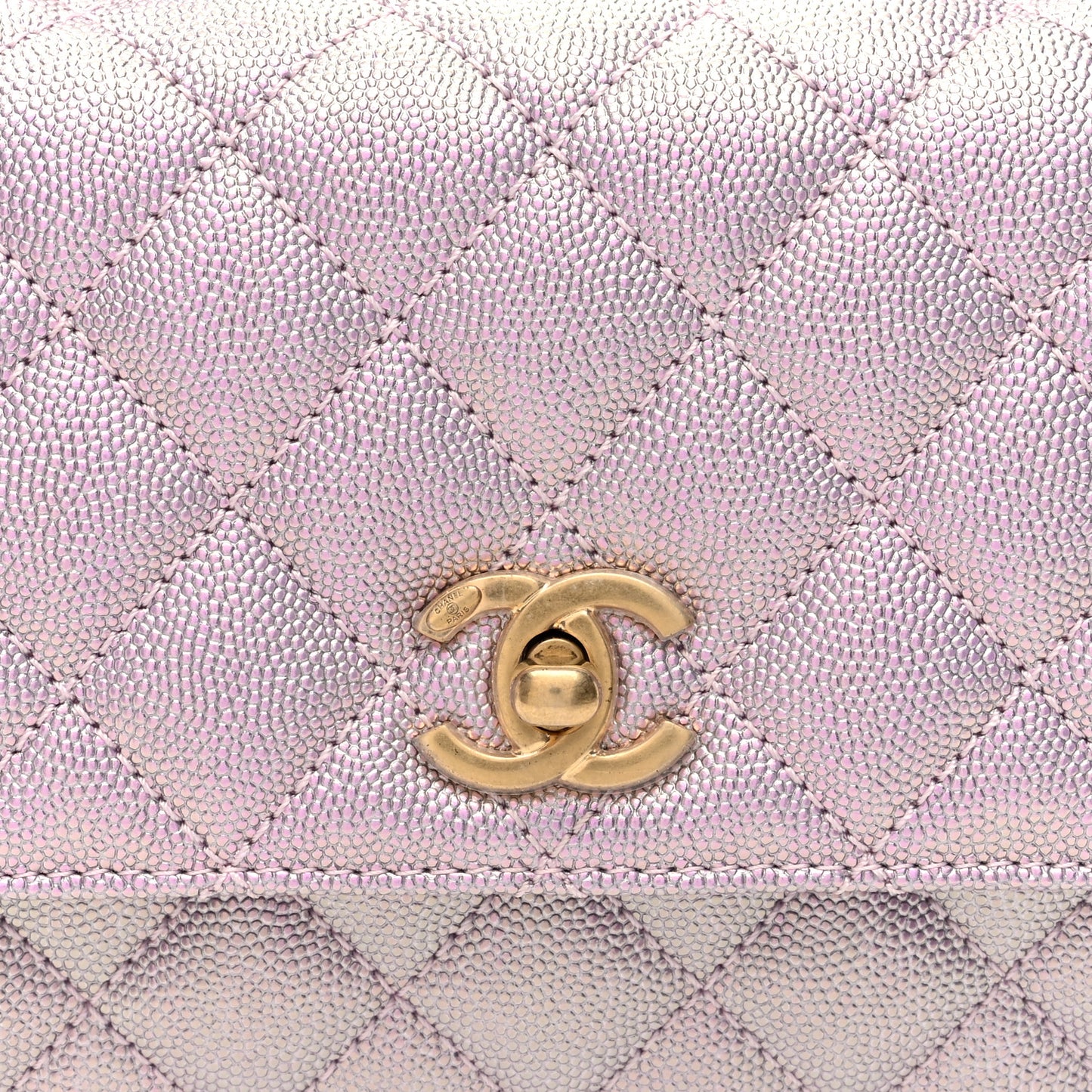 Metallic Caviar Quilted Mini Coco Handle Flap Light Pink