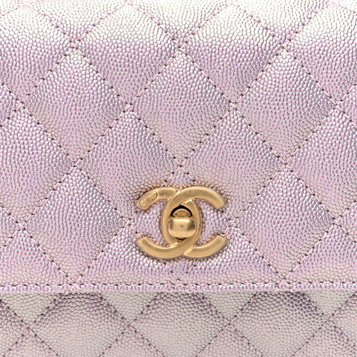 Chanel Metallic Caviar Quilted Mini Coco Handle Flap Light Pink 8 of 11