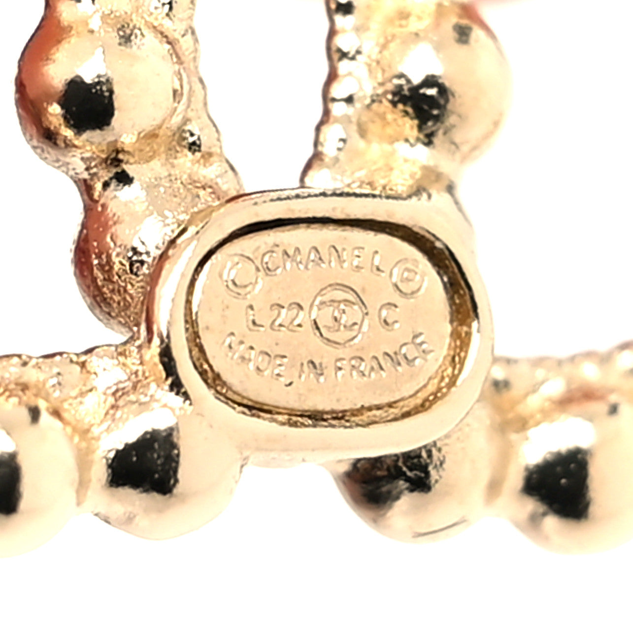 Chanel Metal Bead CC Drop Earrings Gold 4 of 4