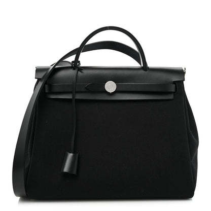 Hermes Military Toile Vache Hunter Herbag Zip PM 31 Black 1 of 11