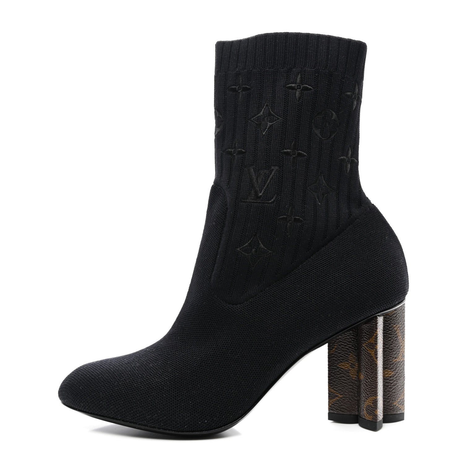 Louis Vuitton Monogram Stretch Fabric Silhouette Ankle Boots 38 Black 1 of 7