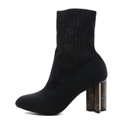Louis Vuitton Monogram Stretch Fabric Silhouette Ankle Boots 38 Black 1 of 7