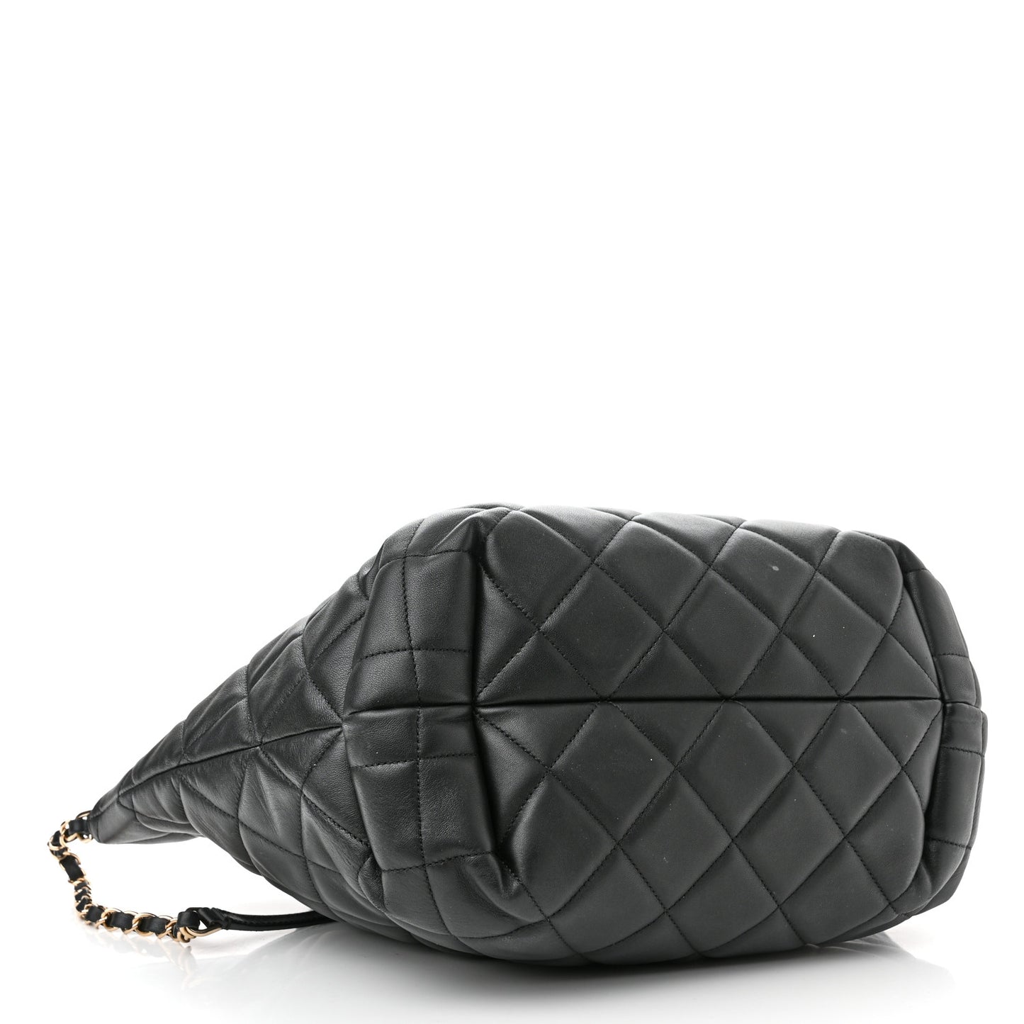 Lambskin Quilted CC Dweller Drawstring Tote Black