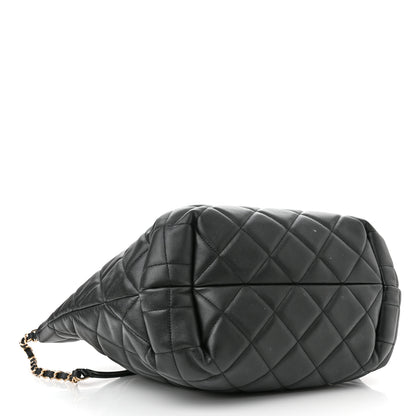 Chanel Lambskin Quilted CC Dweller Drawstring Tote Black 4 of 11