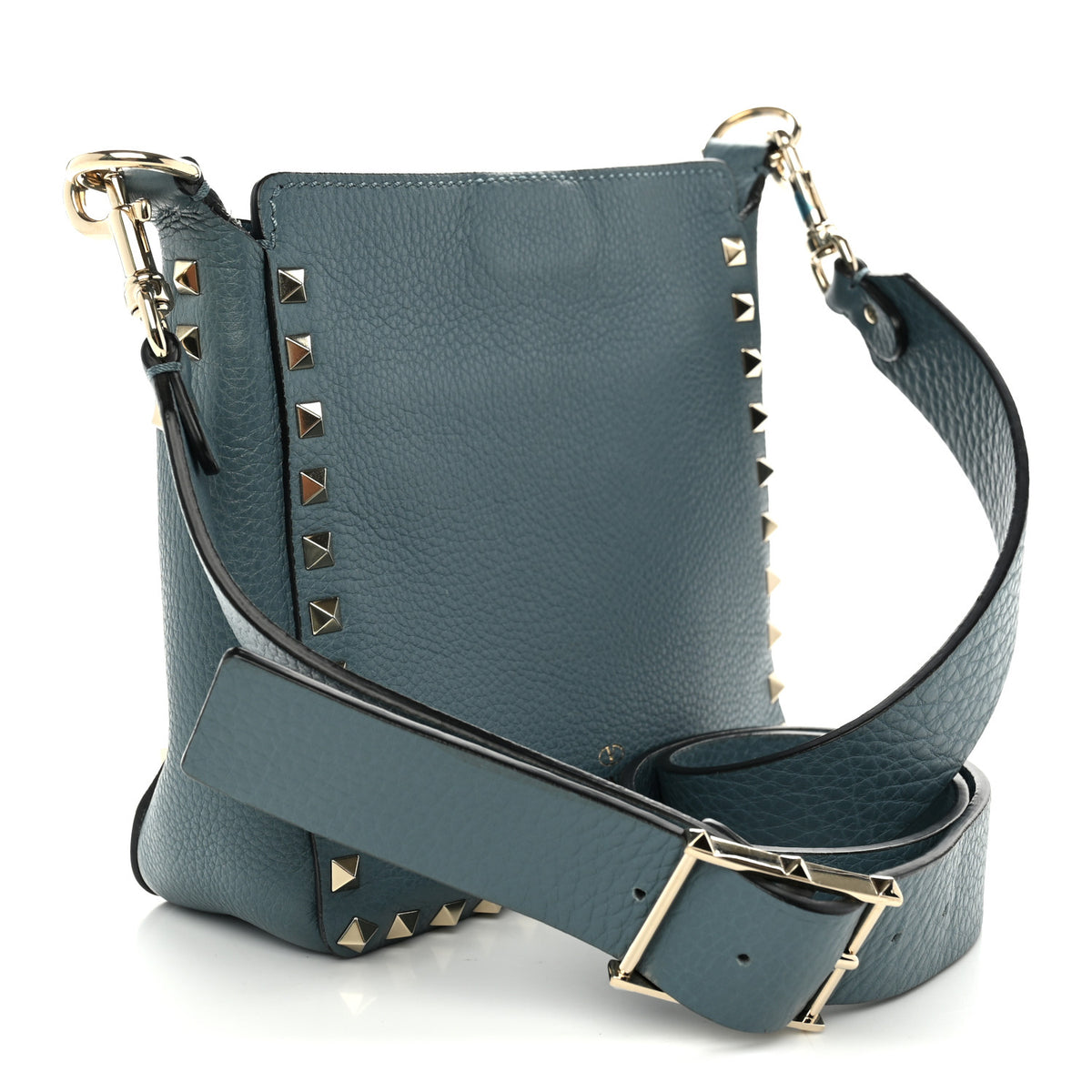 Pebbled Calfskin Mini Rockstud Flip-Lock Messenger Bag Amadeus