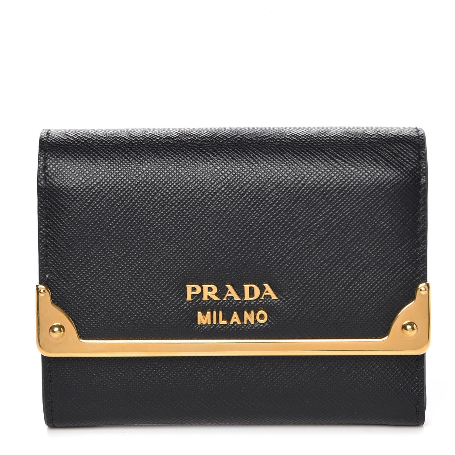 Prada Saffiano Cahier Compact Wallet Black 1 of 7